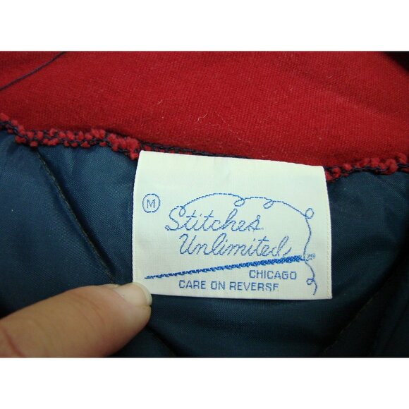 Stiches Unlimited Size M Flannel Lined Blue Quilted Jacket Vest Front Pocket Vtg - Picture 7 of 9